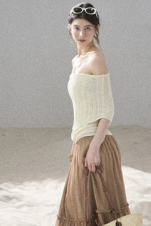 Youthful Off-Shoulder Knit Top