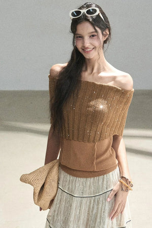 Youthful Off-Shoulder Knit Top