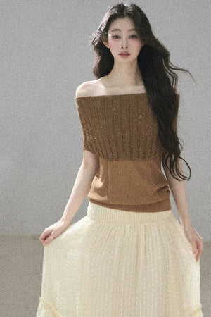 Youthful Off-Shoulder Knit Top