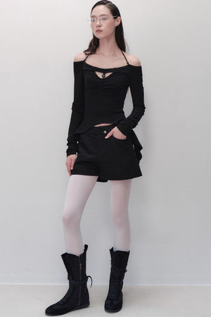 Yuan Shadow Pleated Shorts Skirt