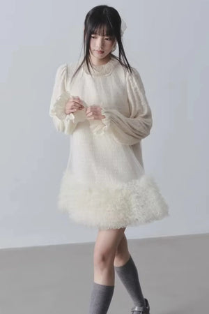 Yunding Coffee Tweed A-Line Dress