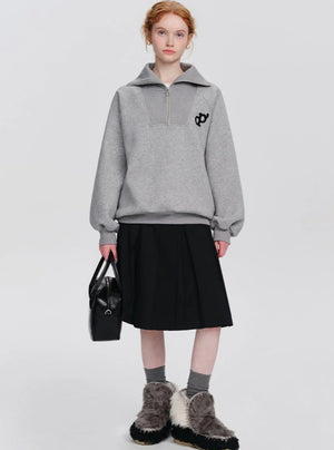 Zipper small figure oversize Korean top