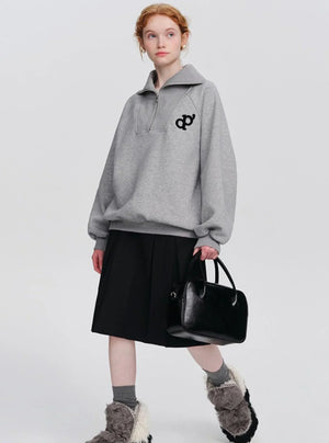 Zipper small figure oversize Korean top