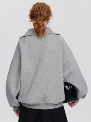 Zipper small figure oversize Korean top