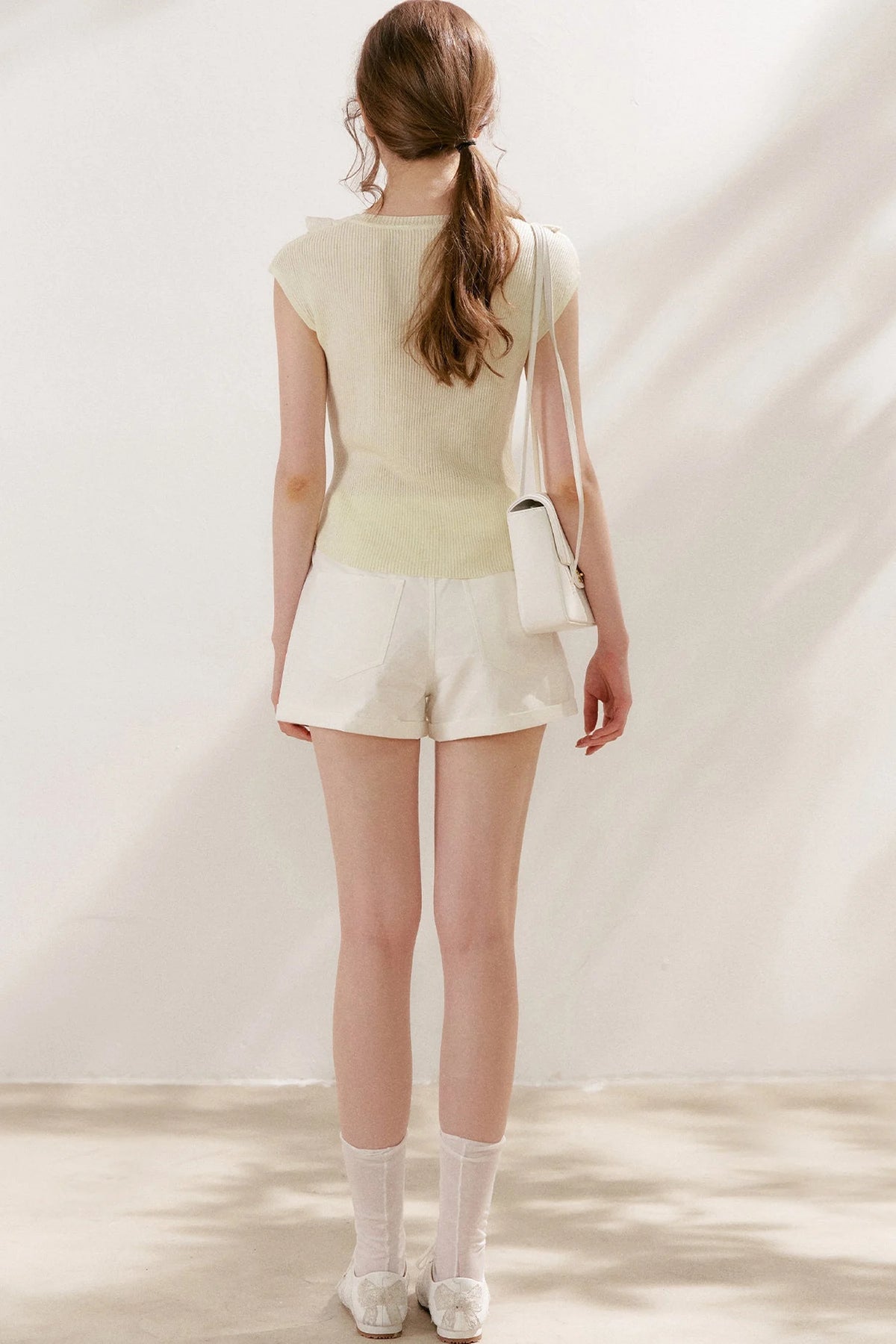 100% Lyocell Lace Collar Short-Sleeve Top