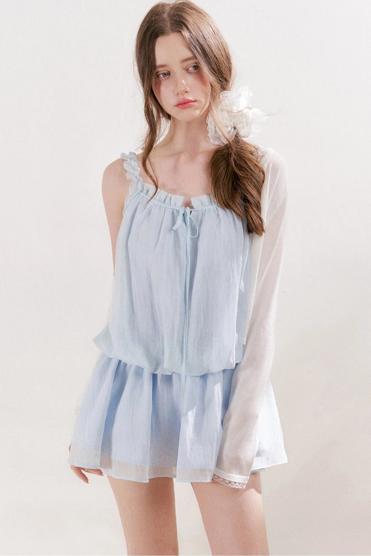 100% Lyocell Lace Trim Sheer Knit Cardigan