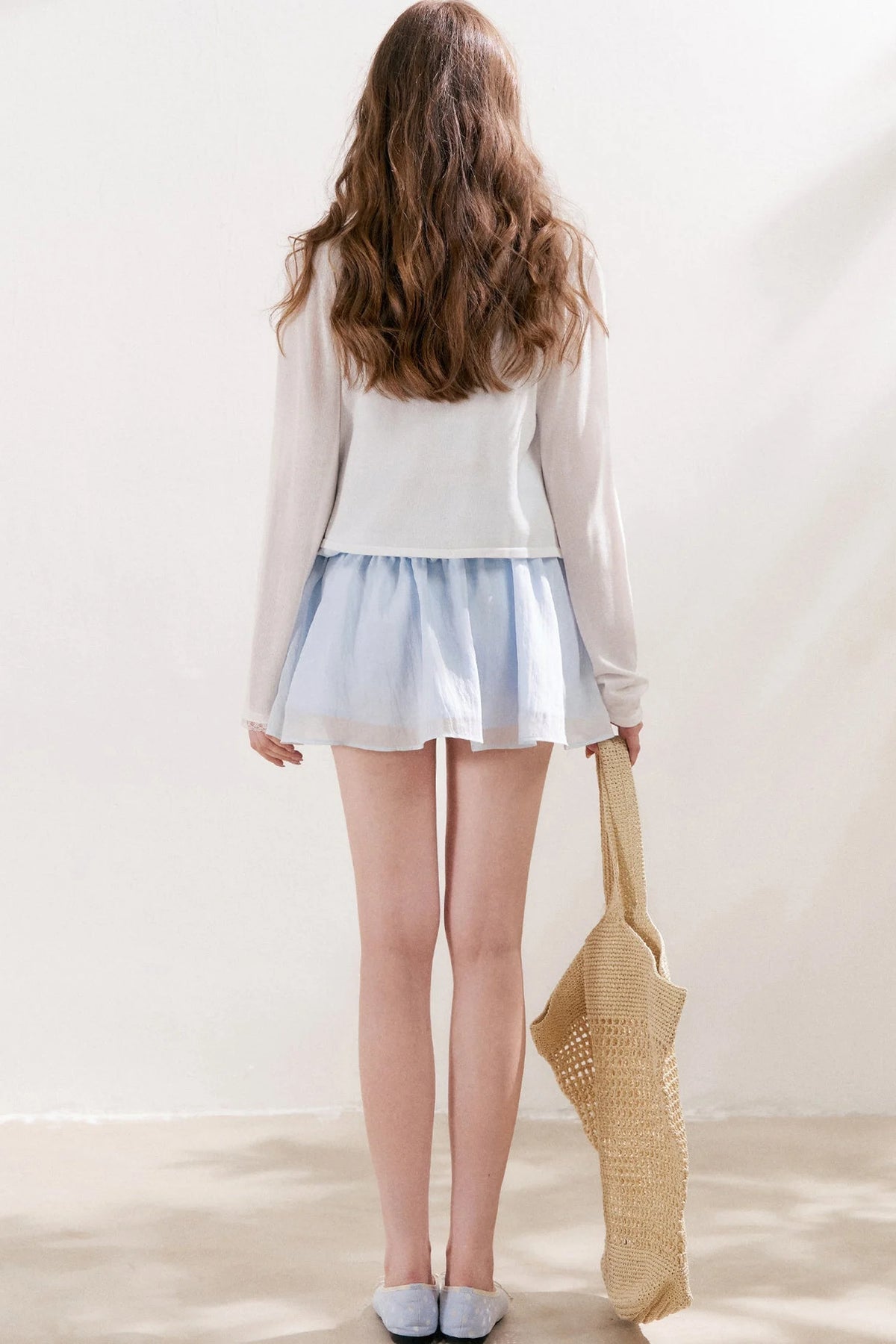 100% Lyocell Lace Trim Sheer Knit Cardigan