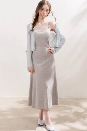 100% Lyocell Lace Trim Sheer Knit Cardigan