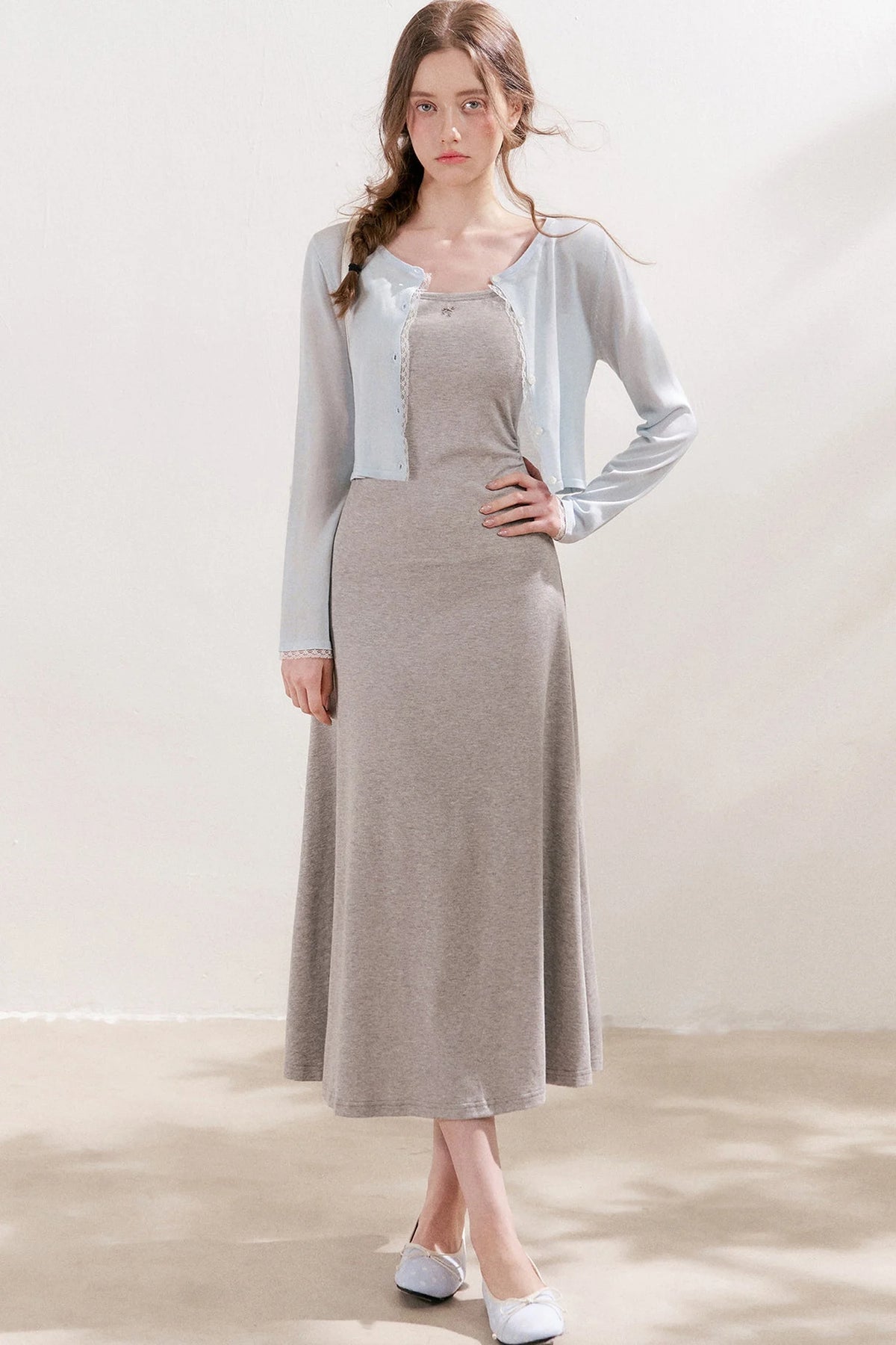 100% Lyocell Lace Trim Sheer Knit Cardigan