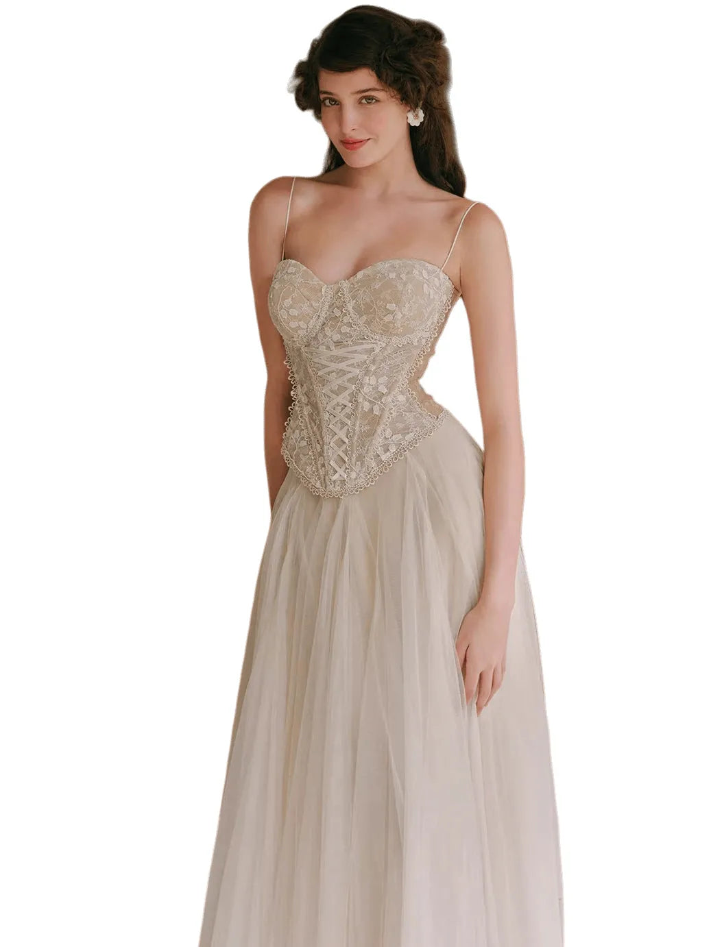 Vintage Lace Mesh Corset Top & Fairy Skirt Set