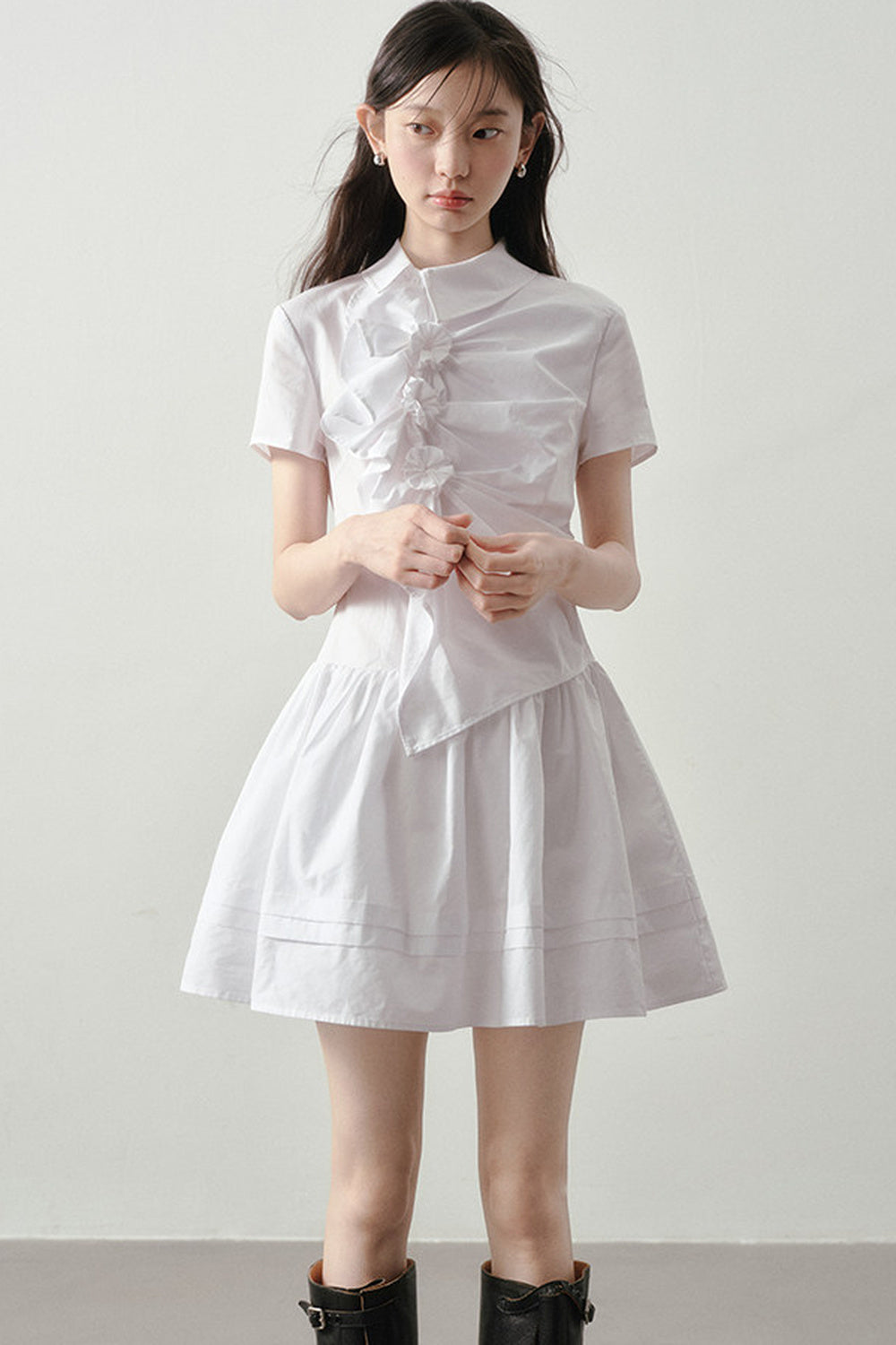 3D Floral Shirt Dress