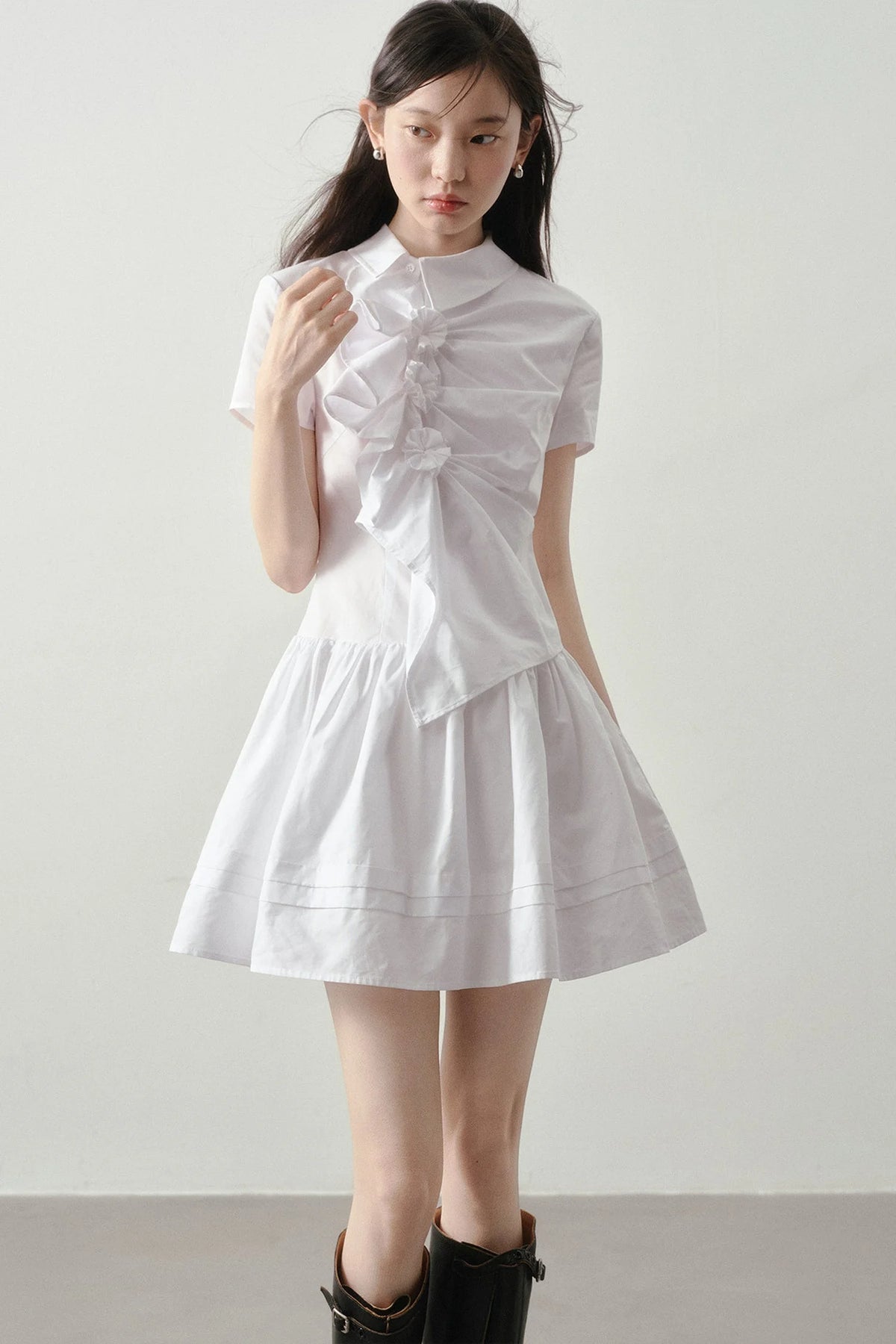3D Floral Shirt Dress