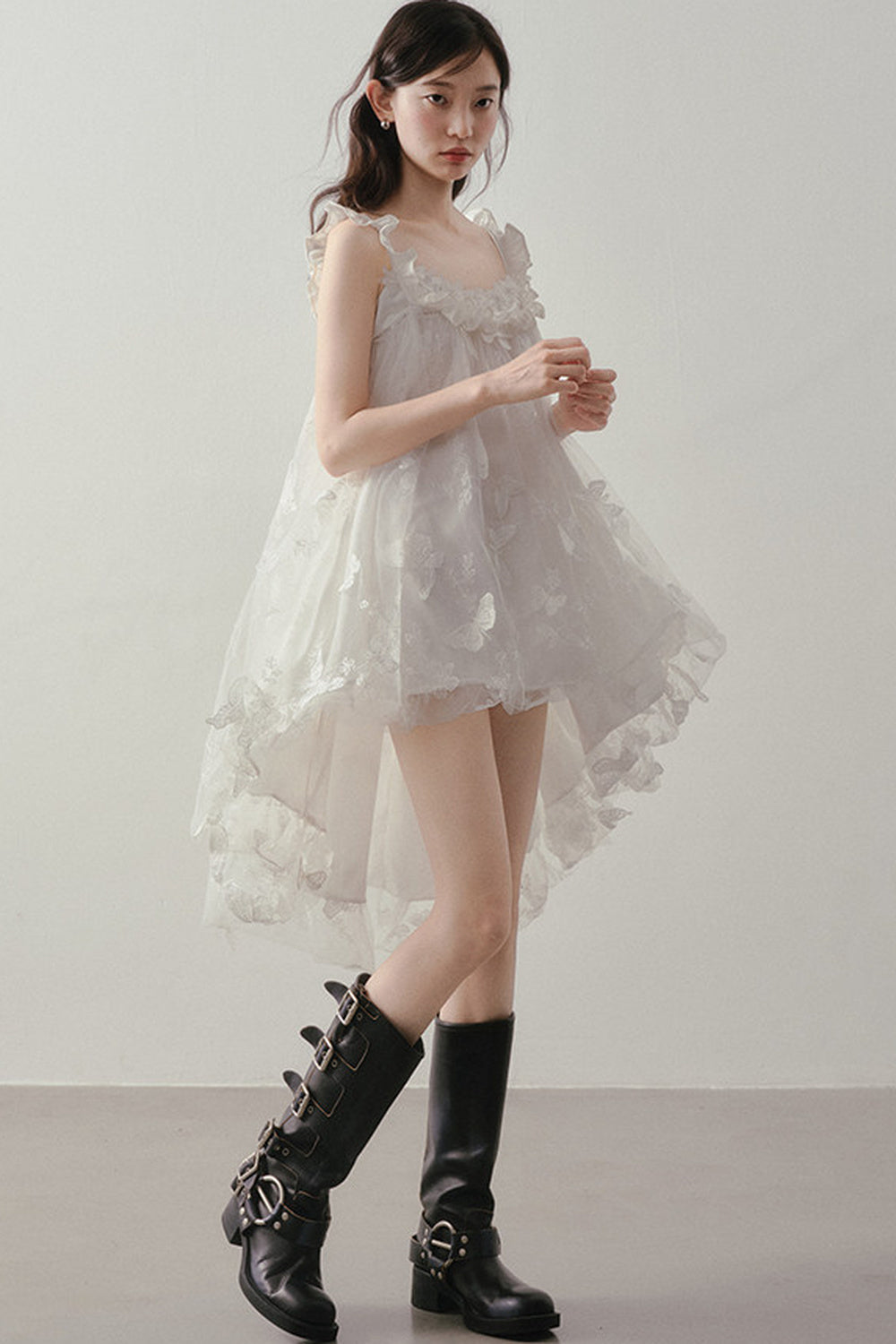 3D Floral Suspender Dress