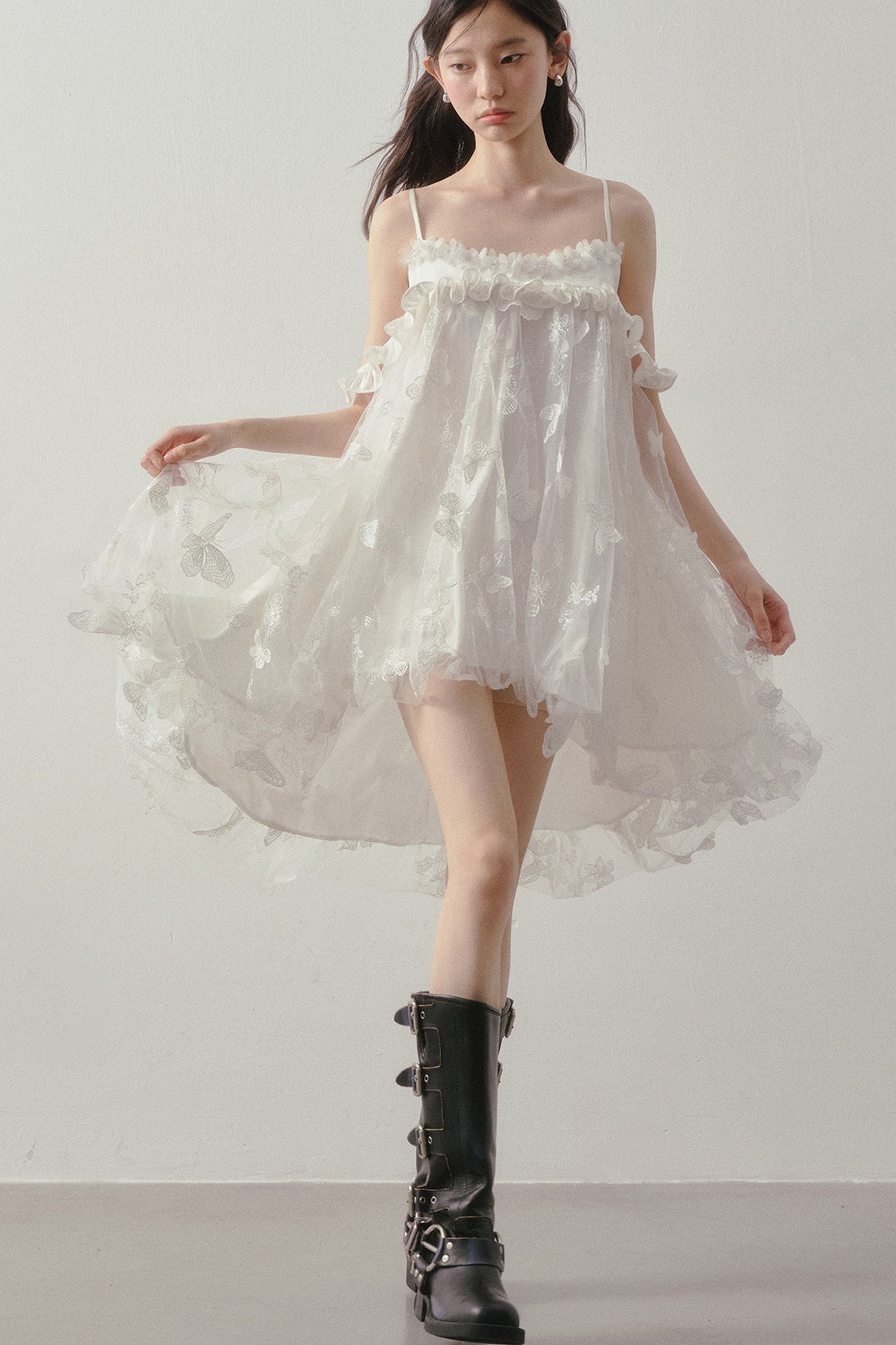 3D Floral Suspender Dress