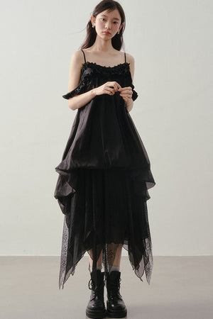 3D Floral Suspender Dress