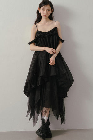 3D Floral Suspender Dress