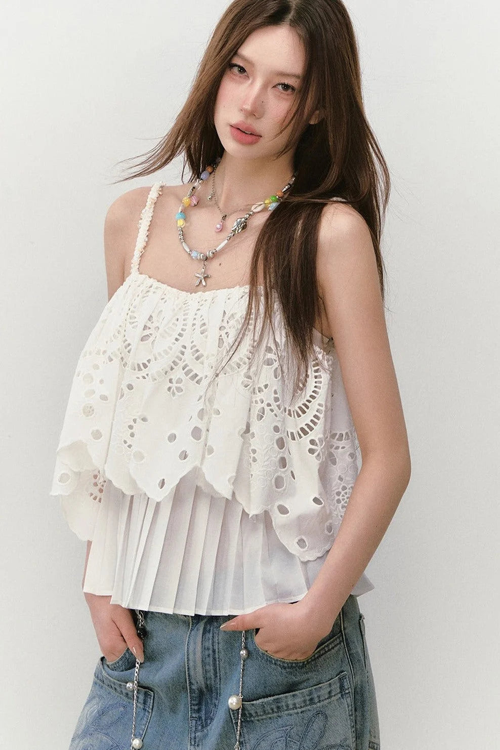 3D Hollow-Out Embroidery Camisole Top