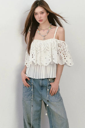 3D Hollow-Out Embroidery Camisole Top