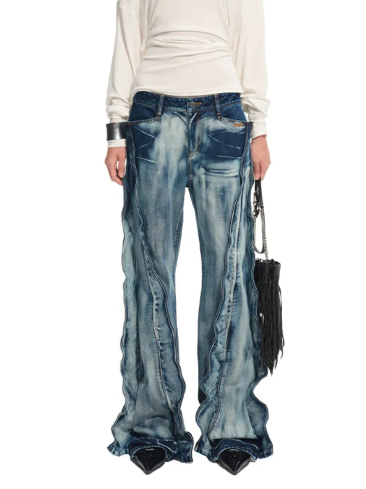 "Feria Series" Volcano Washed Denim Straight Pants