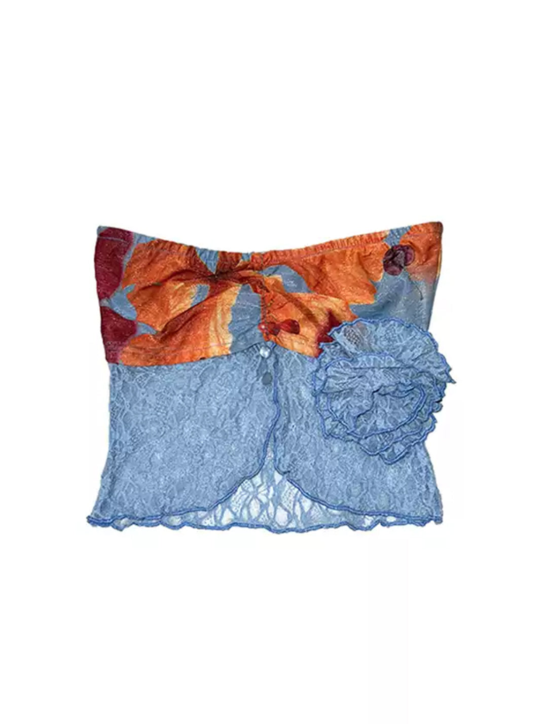 Fitted Floral Lace Strapless Top