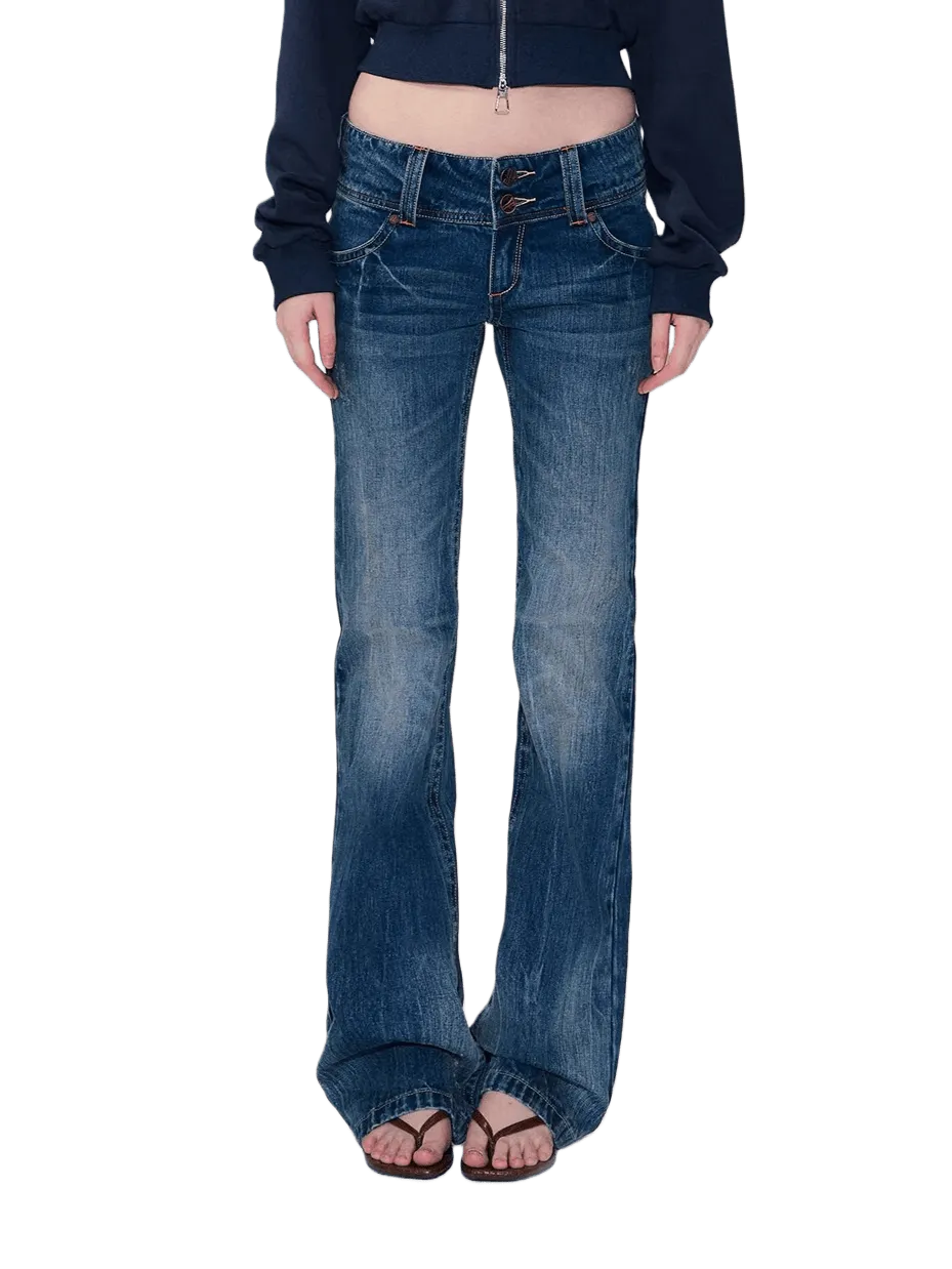 Hand-Dyed Low-Rise Slim Flared Jeans
