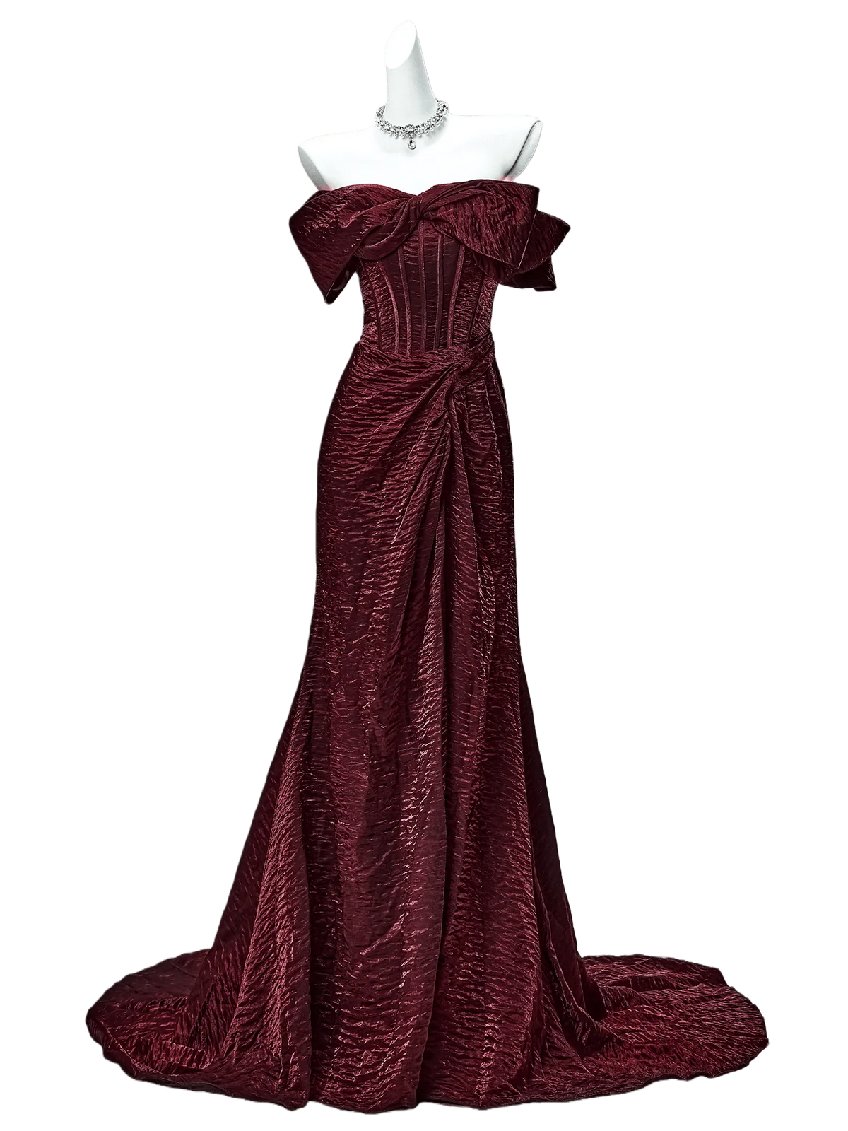 Exquisite Burgundy Couture Gown