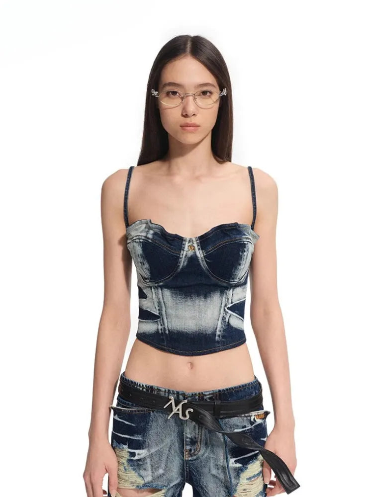 "Feria Series" Volcano Tie-dye Denim Camisole