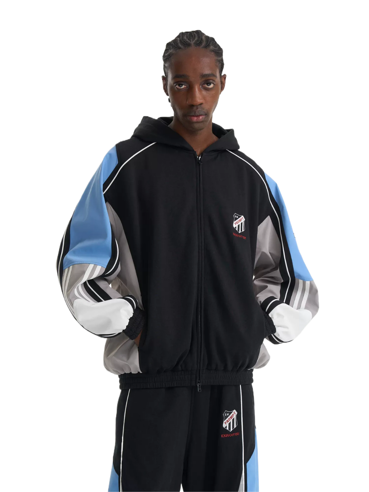 Contrast Panel Embroidered Sport Jacket