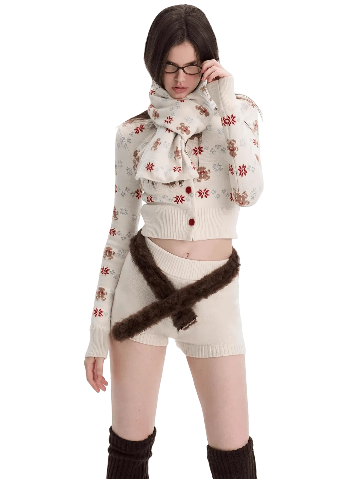 Cashmere-Blend Knit Cardigan Set