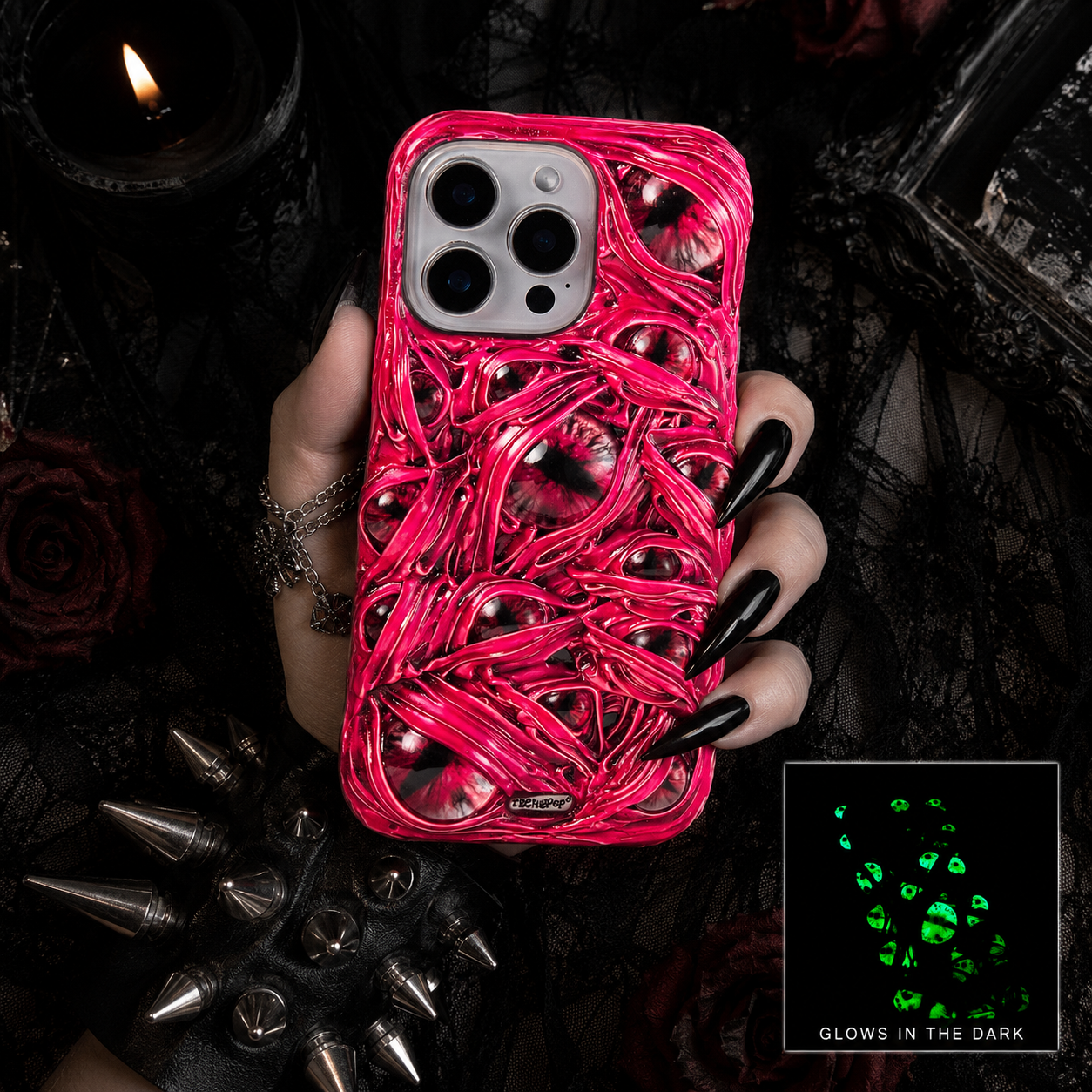 3D Monster Eye iPhone Case - Fluorescent Cream Glue Phone Cover
