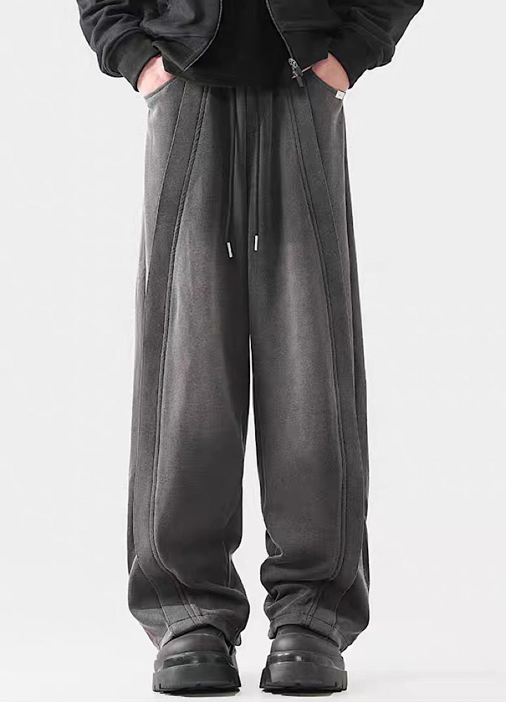 Wide-Leg Washed Drawstring Pants