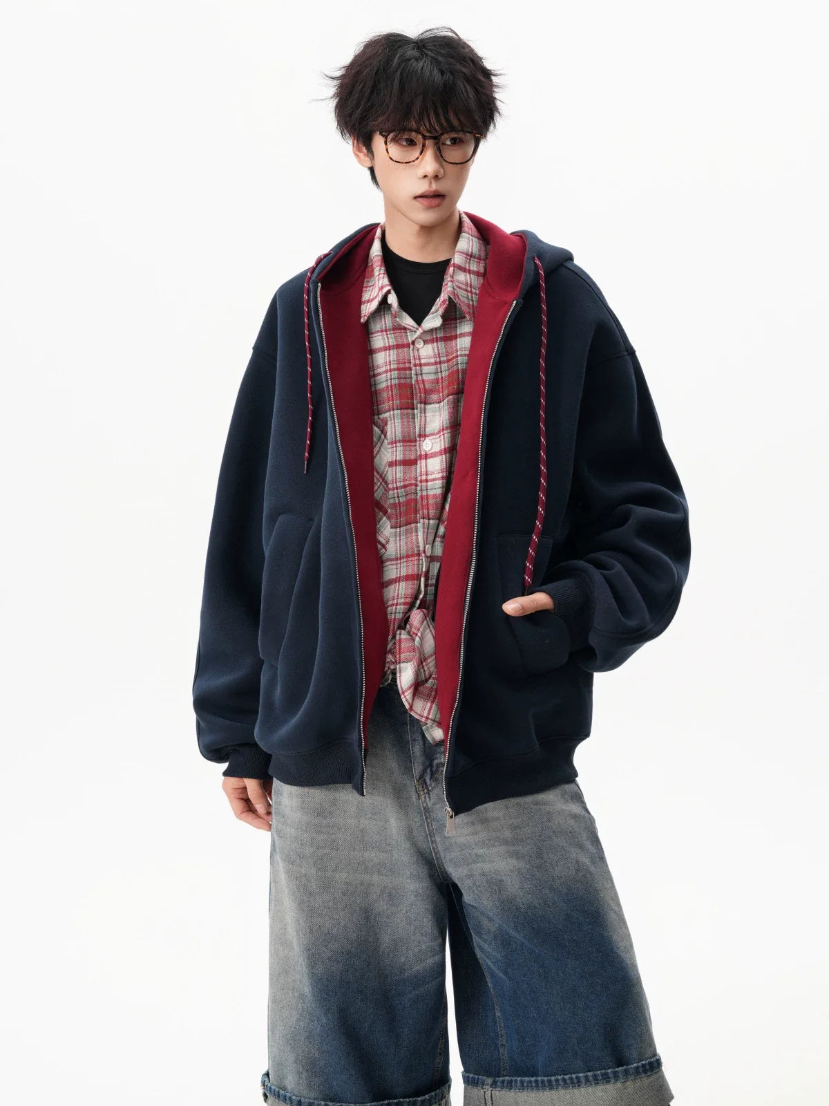 Echo Cord Contrast Zip Hoodie