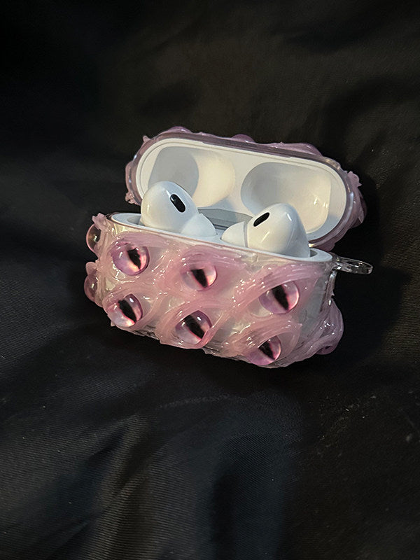 简约粉嫩公主眼适用苹果airpods4耳机保护套pro3蓝牙耳机壳防摔airpodpro2二代airpod耳机盒airpods3硬壳原创