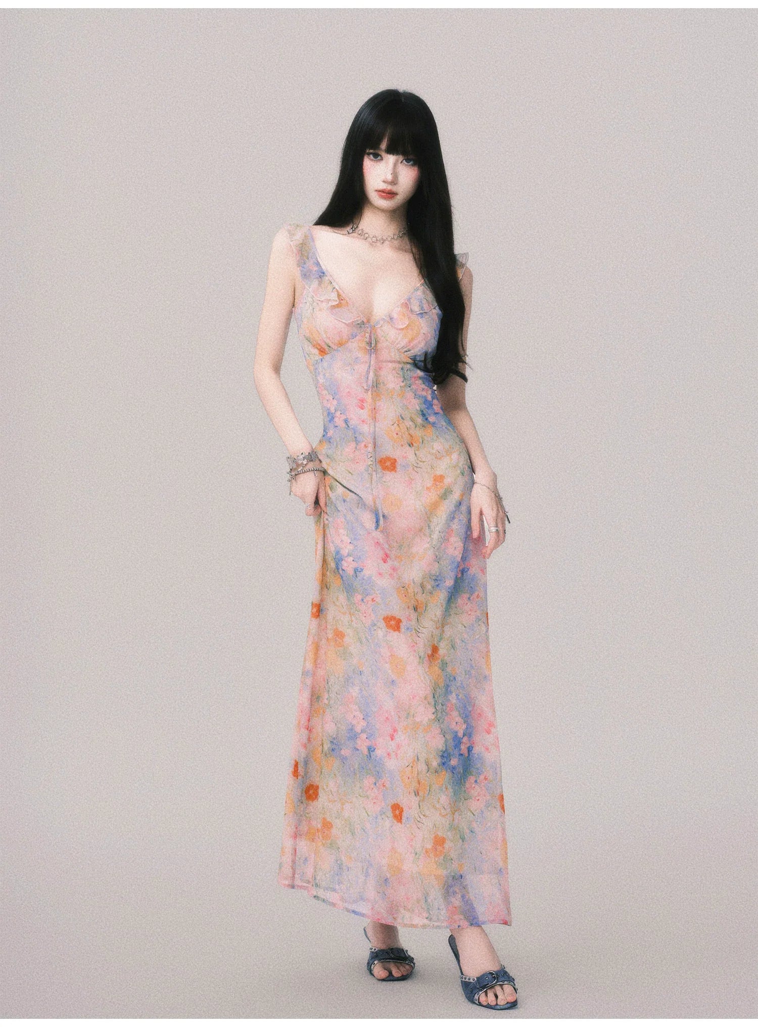 Pastel Petal Reverie Maxi Dress