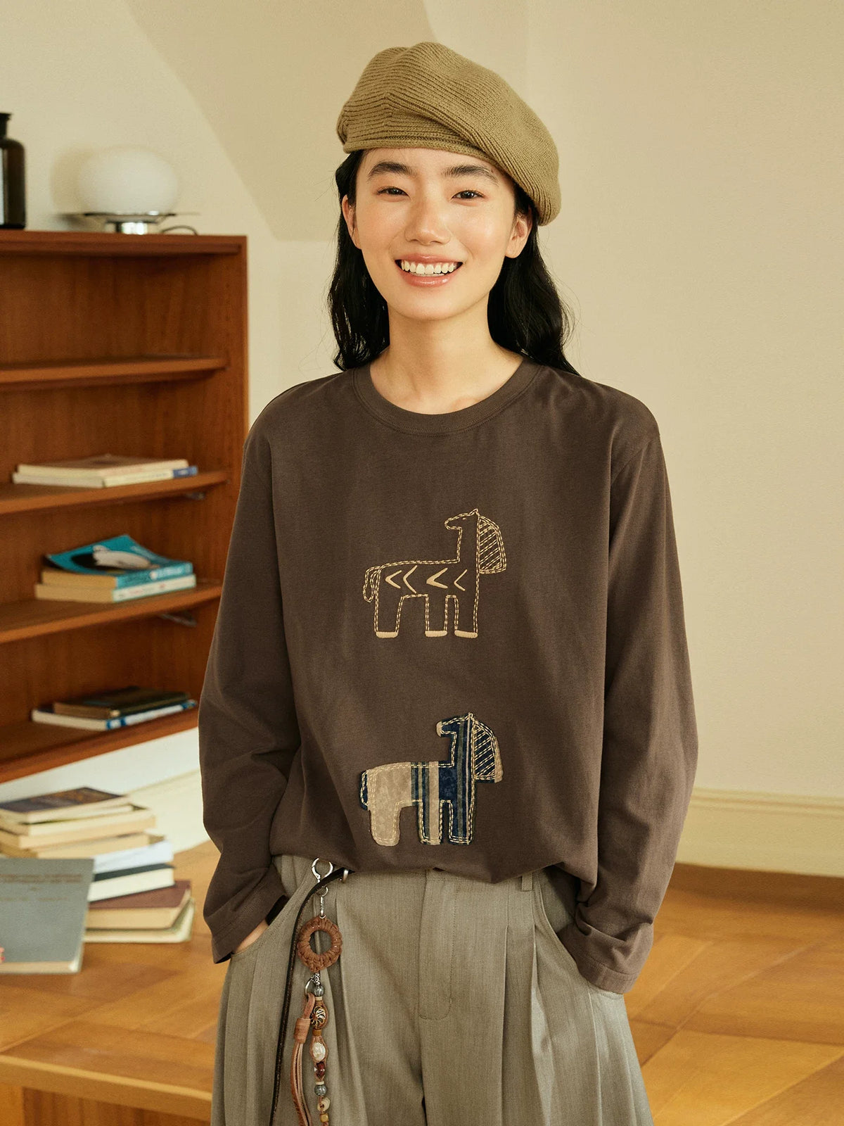 Abstract Horse Patch Long Sleeve T Shirt