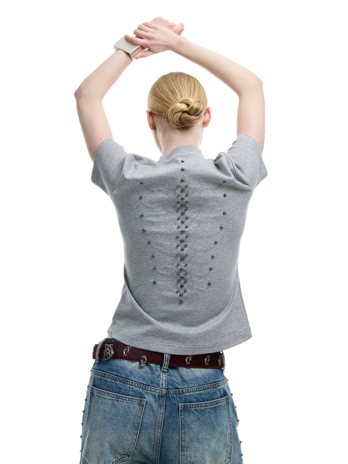 Spine Crystal Grey Fitted Tee