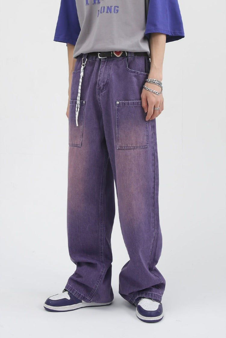 Purple Washed Wide-Leg Carpenter Jeans