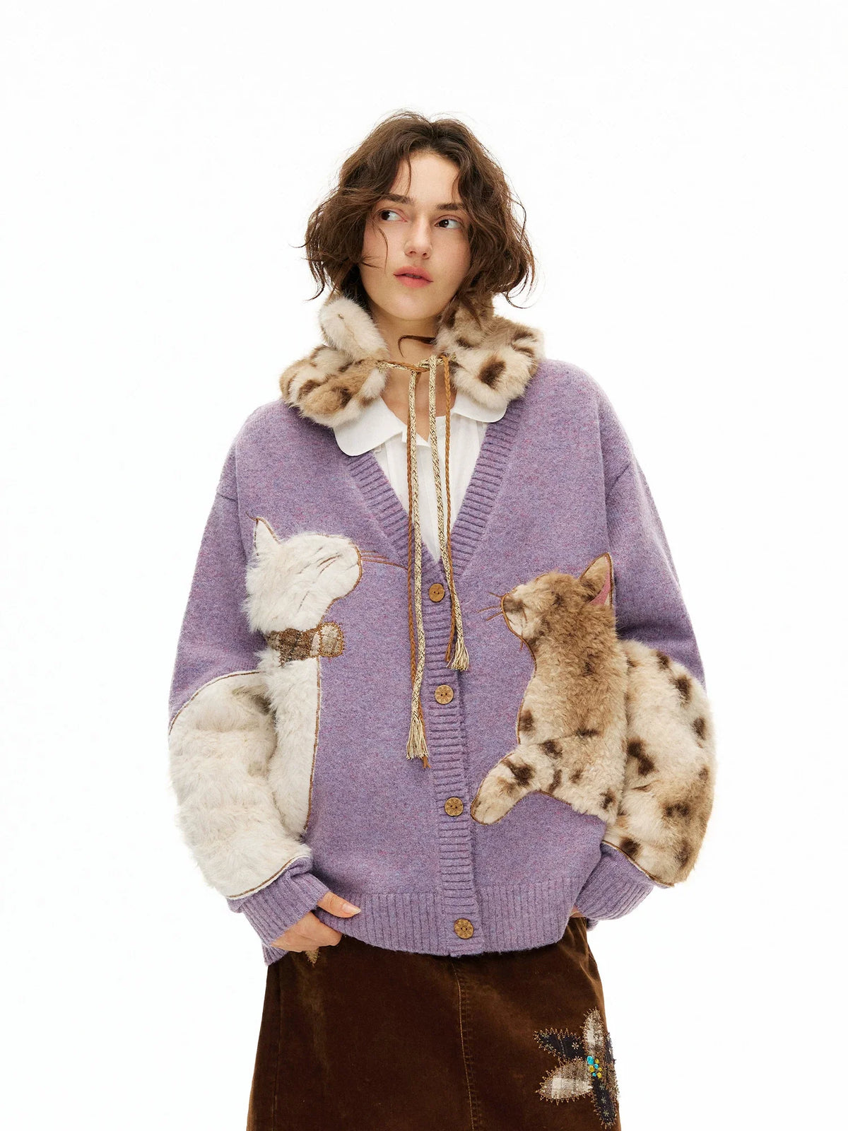 Velvet Purrmates Fuzzy Cat Cardigan