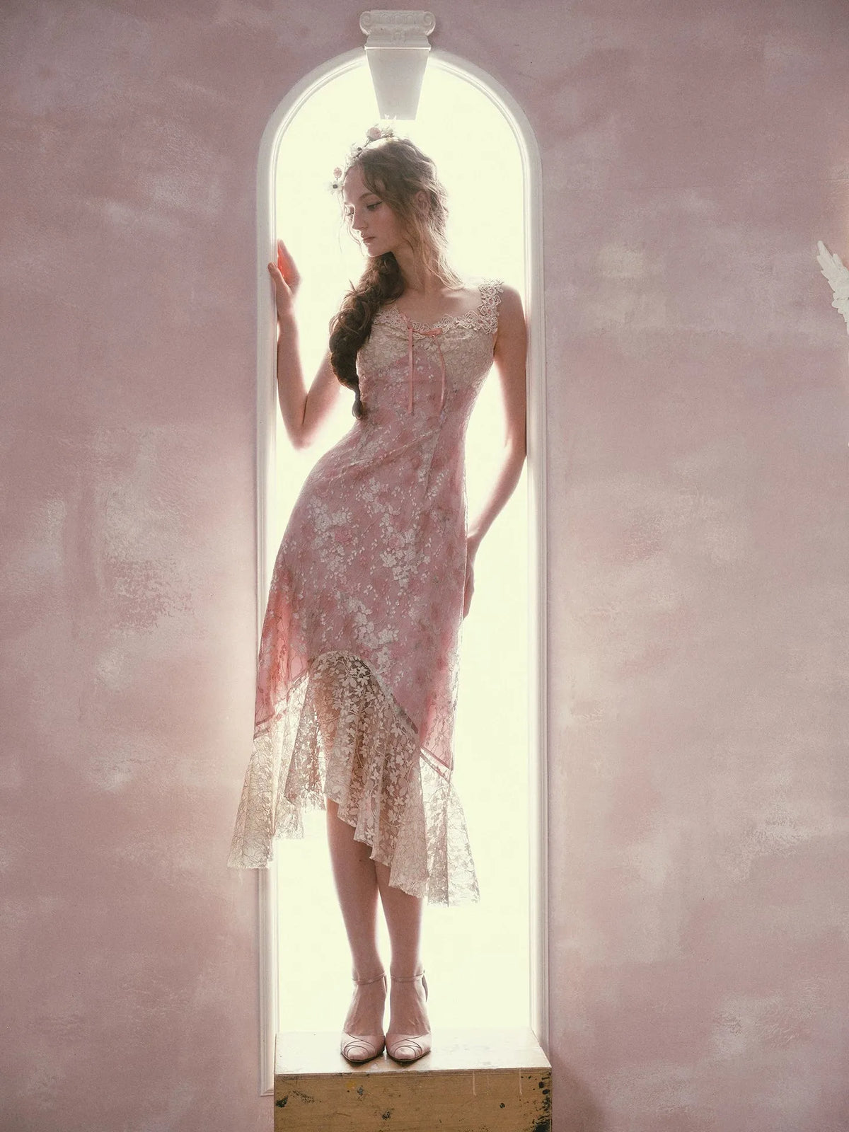 Floral Rococo Lace Mermaid Midi Dress
