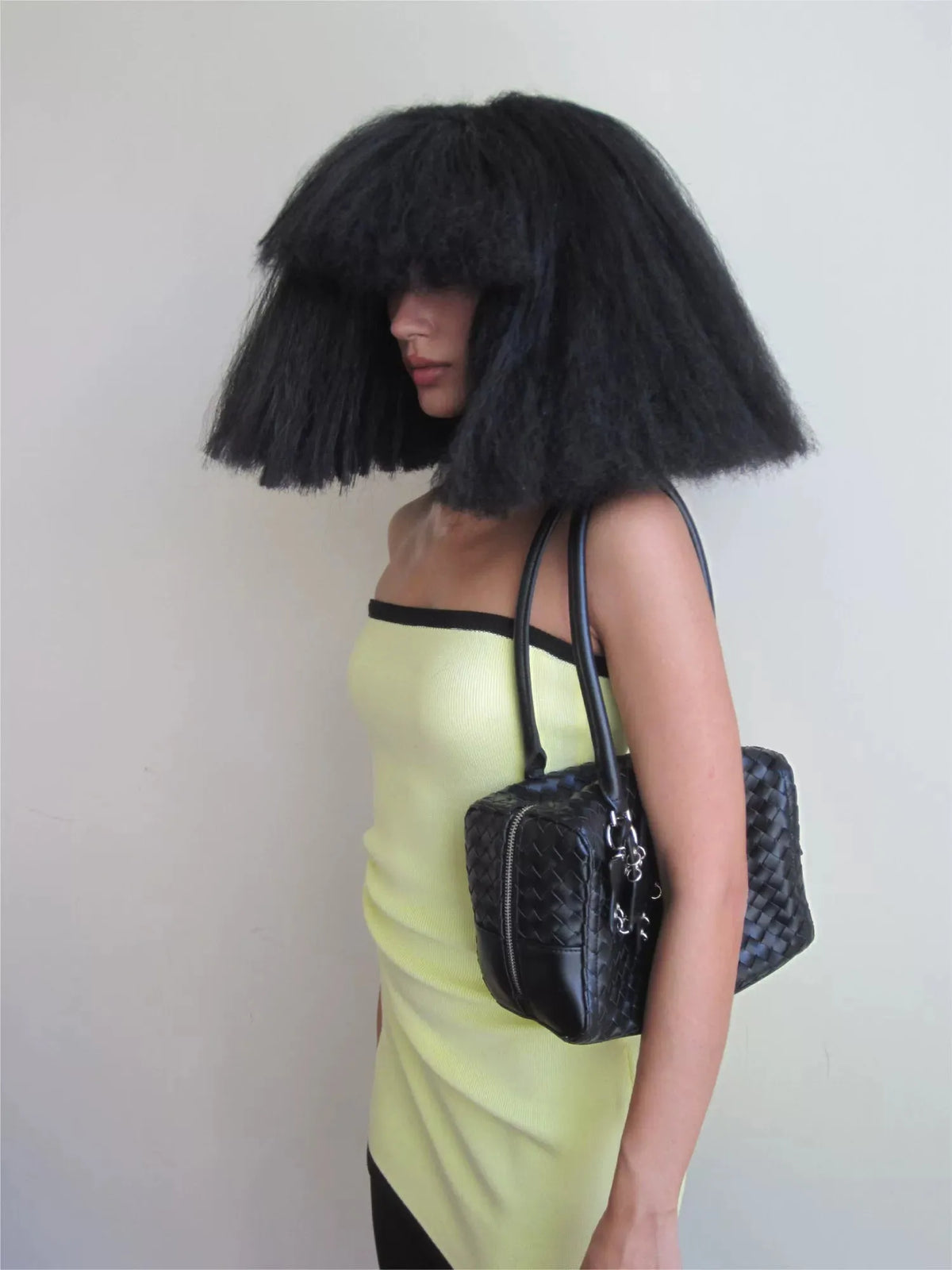Woven Leatherette Barrel Shoulder Bag