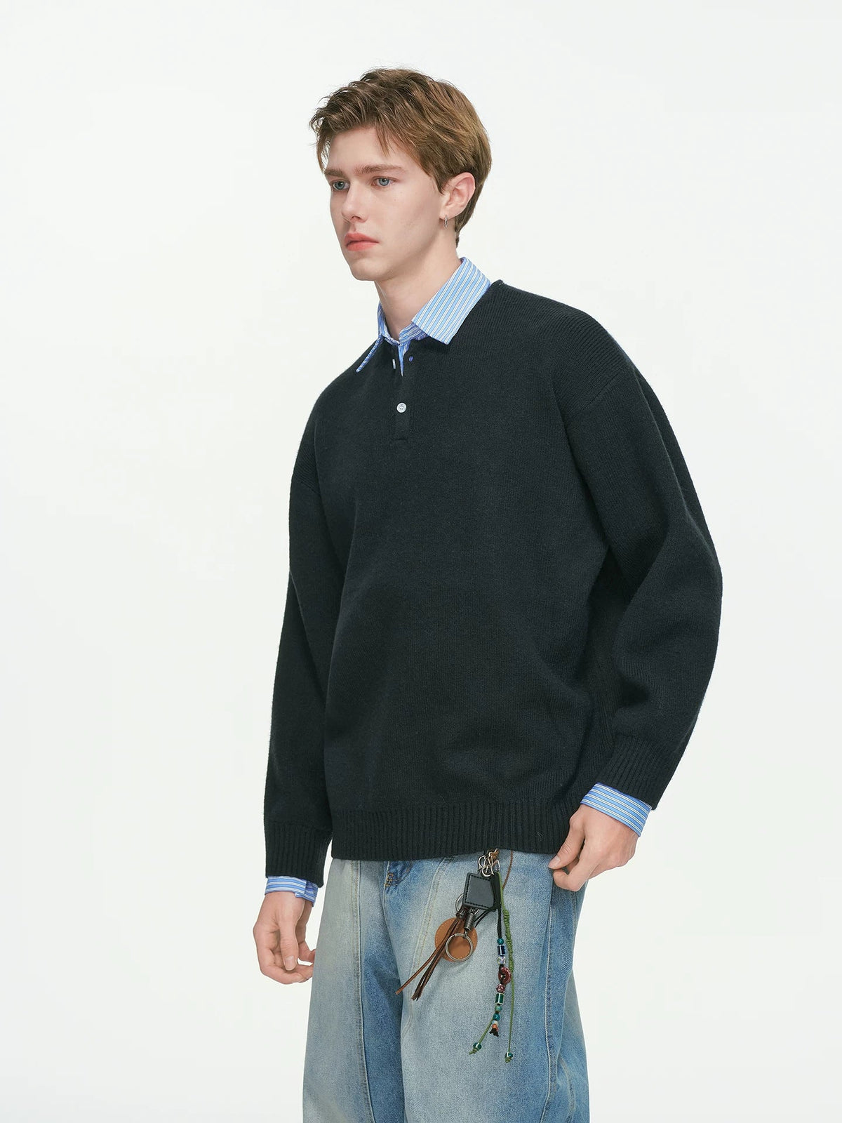 Oxford Layer Knit Polo Sweater