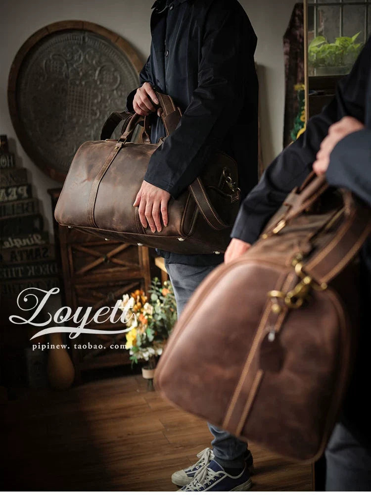 First-Layer Cowhide Travel Weekender Bag