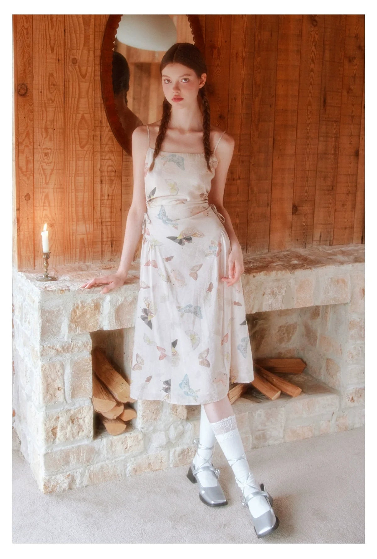 Butterfly Print Spaghetti Strap Dress
