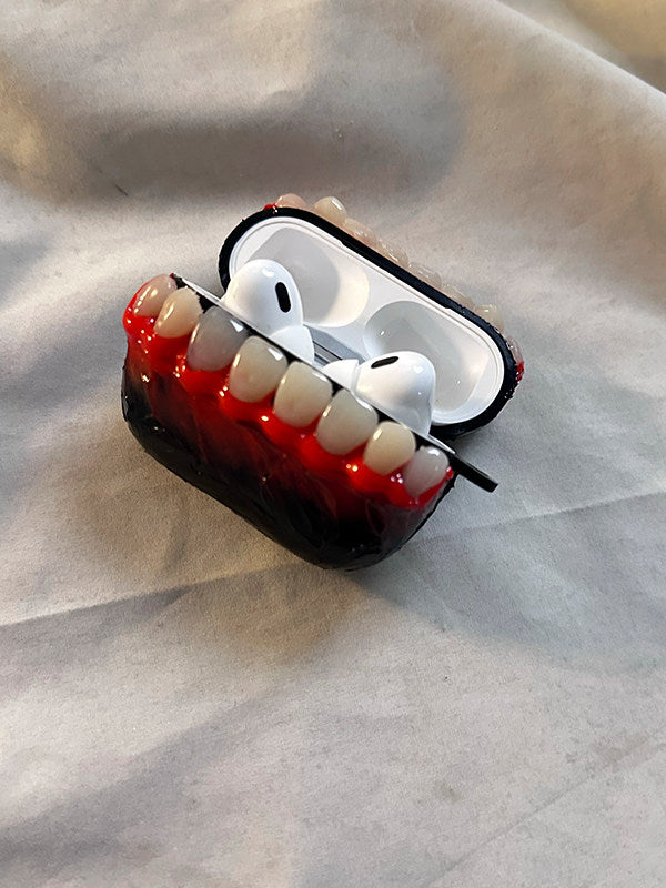 立体红牙唇适用苹果耳机壳airpods4无线蓝牙耳机套airpodsPro3新款airpods3原创airpods pro手工