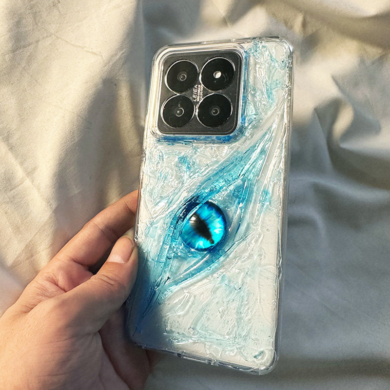 个性冰晶蓝眼睛适用小米15手机壳新款14ultra超薄14pro极简xiaomi13情侣男女立体17pro艺术简约14全包UL防摔