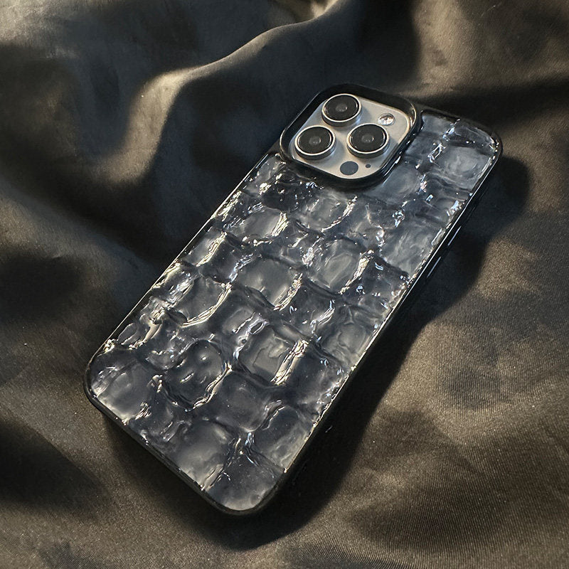 立体黑色水块适用苹果16Pro手机壳iPhone15Promax高级感14Promax硬壳13小众17黑边12防摔16保护套15网红ins