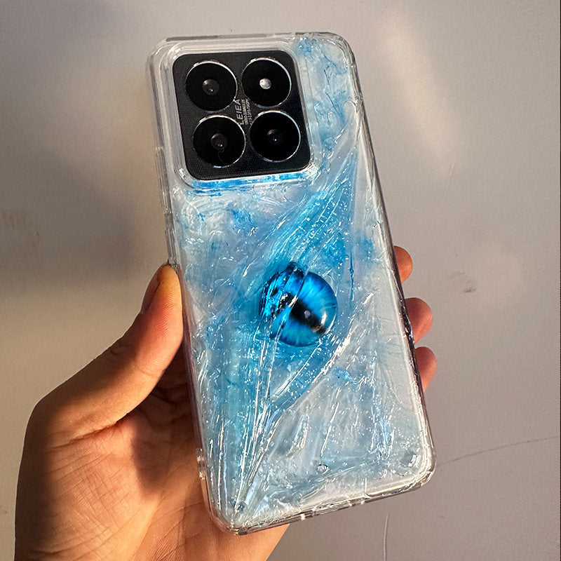 个性冰晶蓝眼睛适用小米15手机壳新款14ultra超薄14pro极简xiaomi13情侣男女立体17pro艺术简约14全包UL防摔