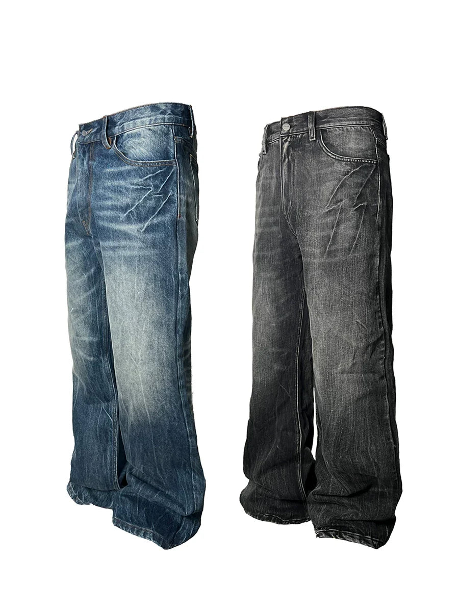 Vintage Wash Wide-Leg Stack Jeans