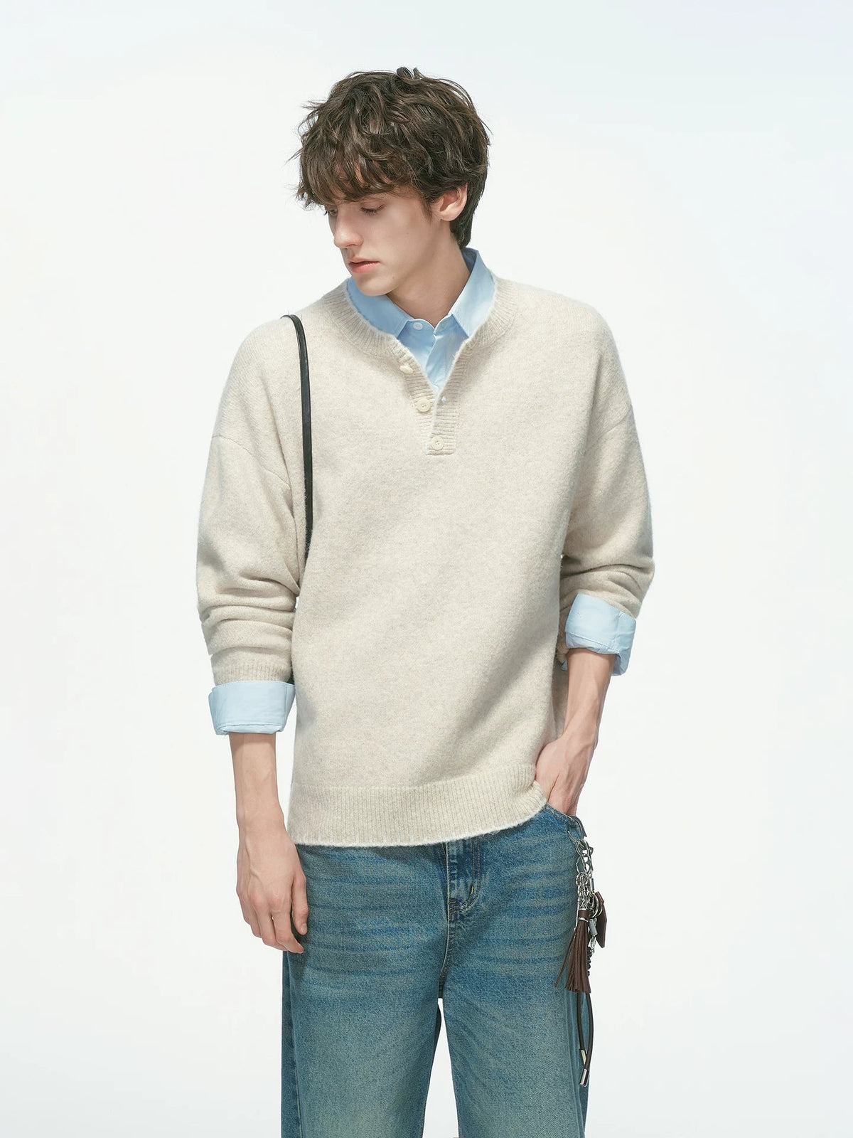 Frayedge Cozy Henley Knit Sweater