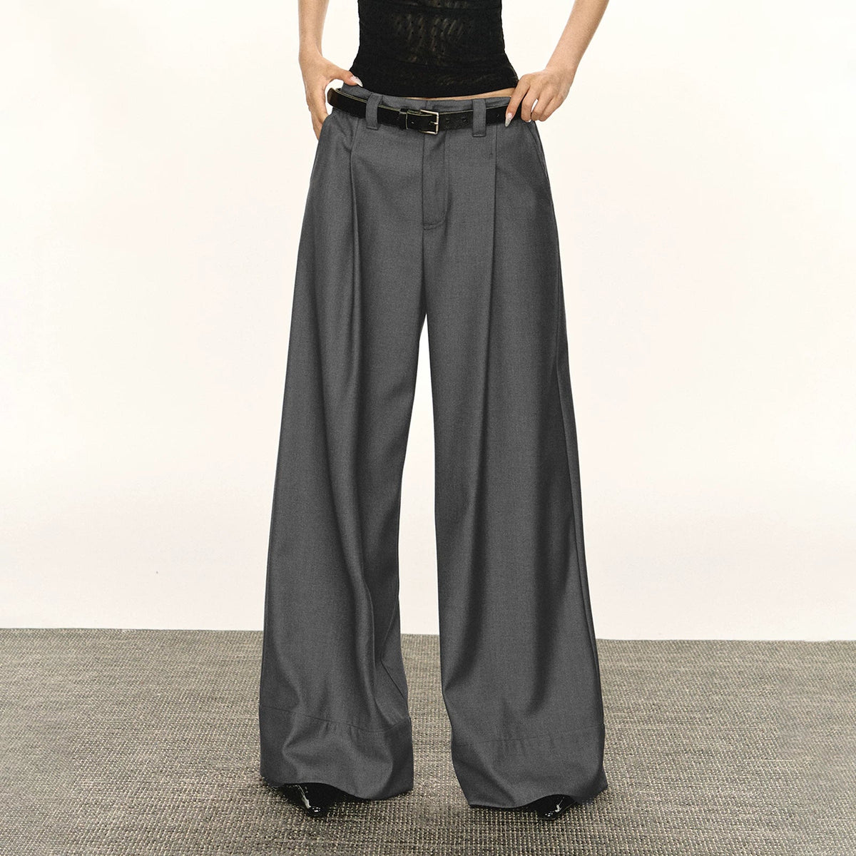 Retro Loose Wide-leg Tailored Trousers